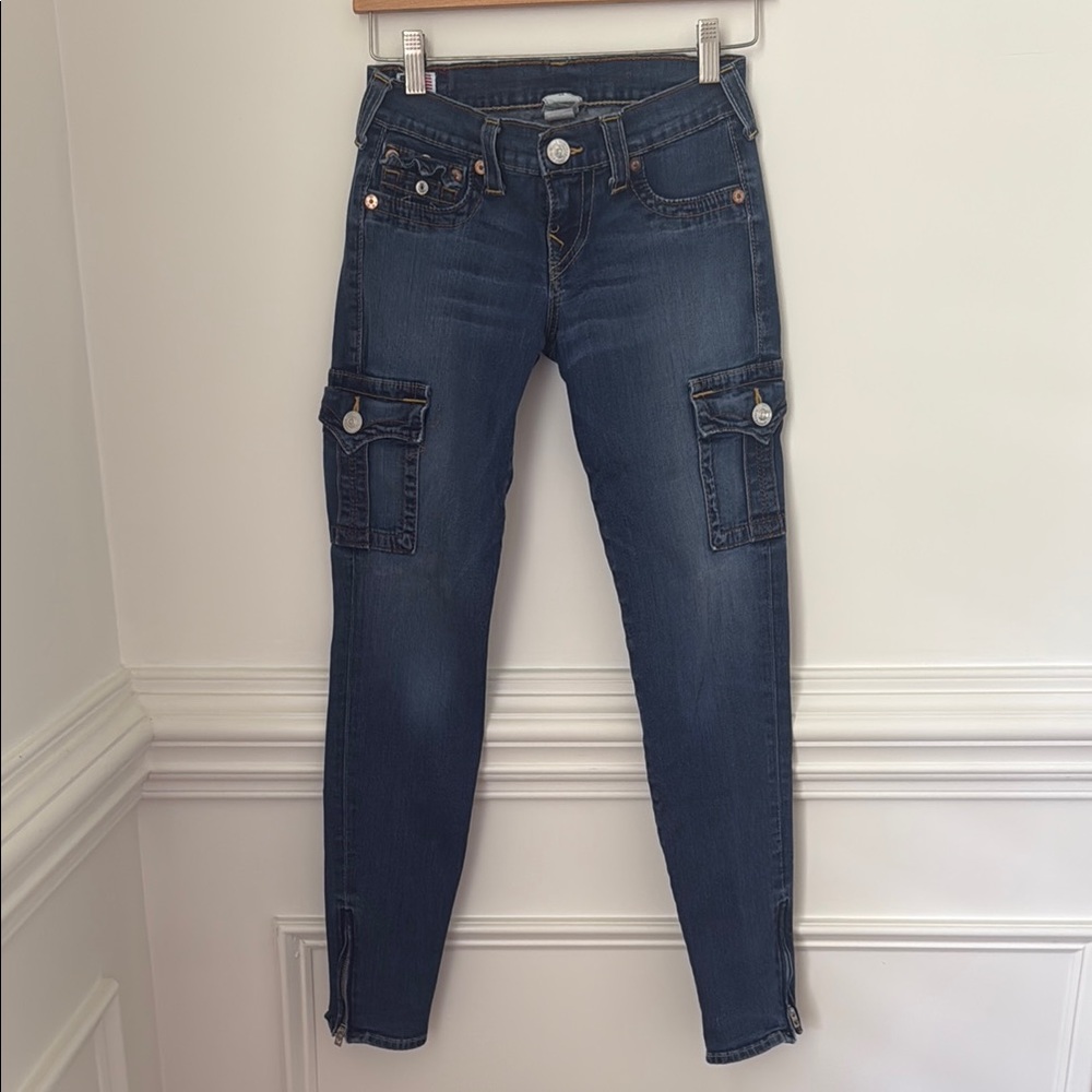 Vintage True Religion Low Rise Blue Skinny Jeans Classic Denim Size 24